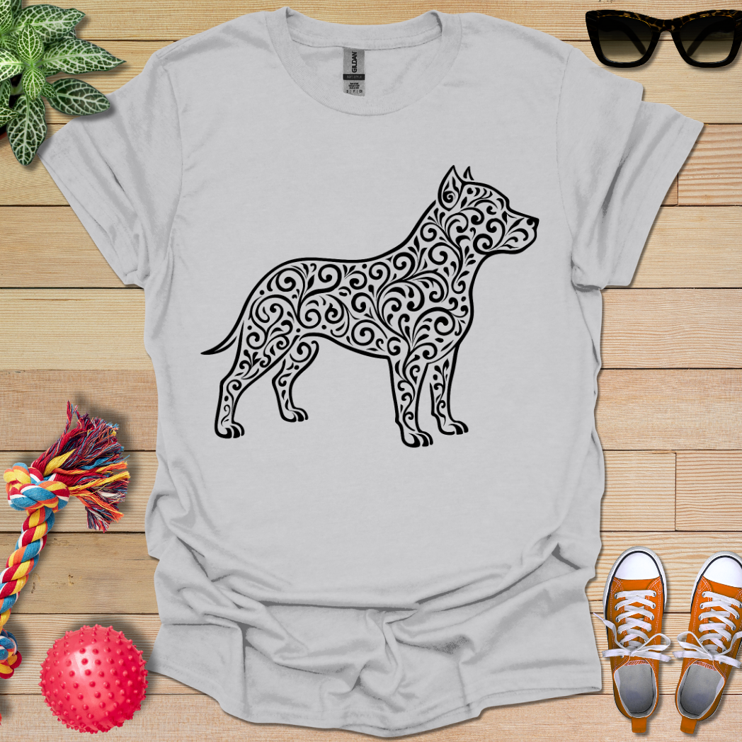 Pitbull Floral Pattern T-Shirt