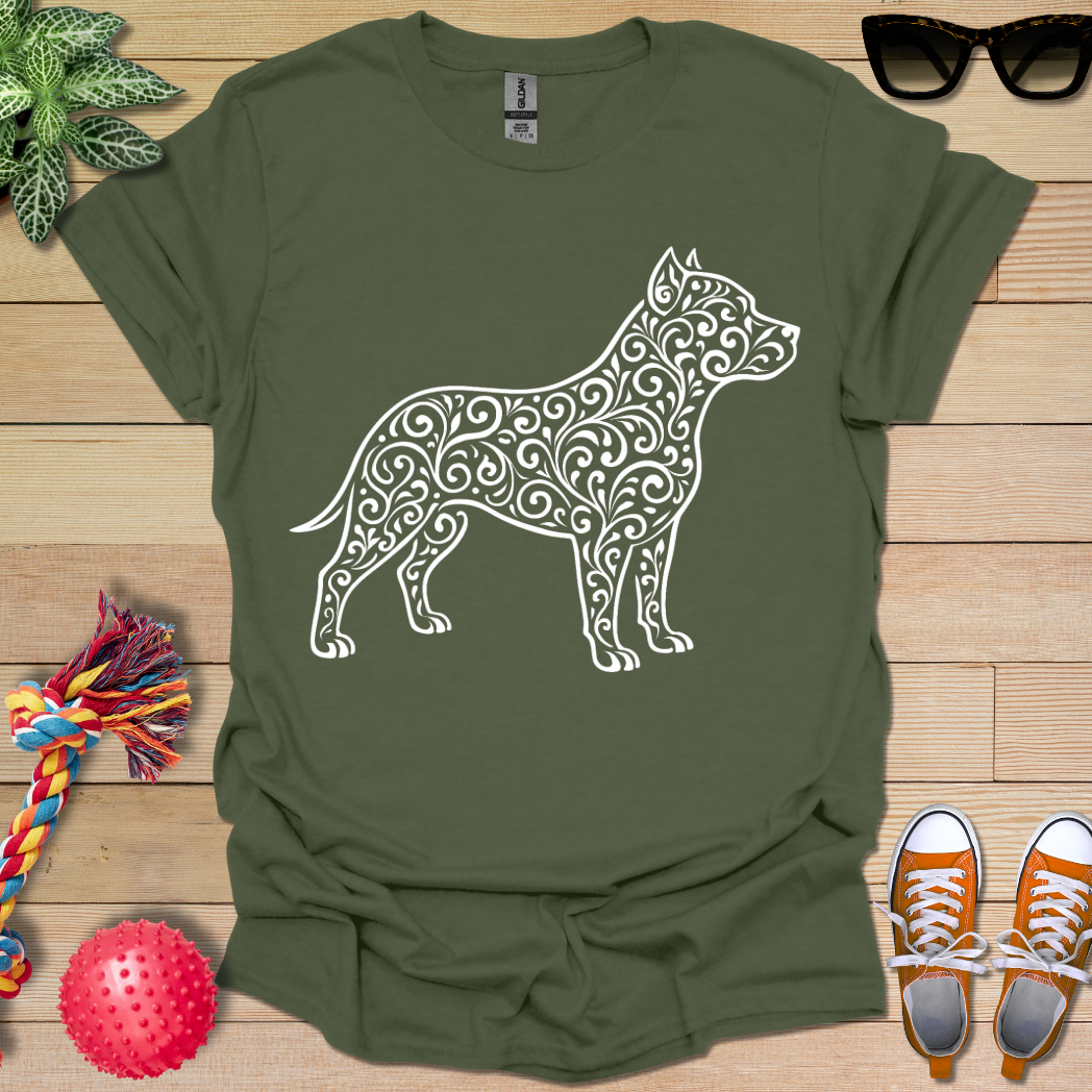 Pitbull Floral Pattern T-Shirt