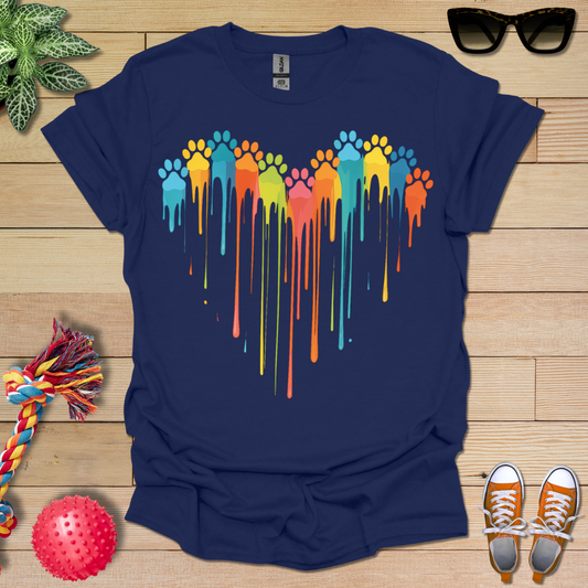Colorful Dog Paw Prints T-Shirt
