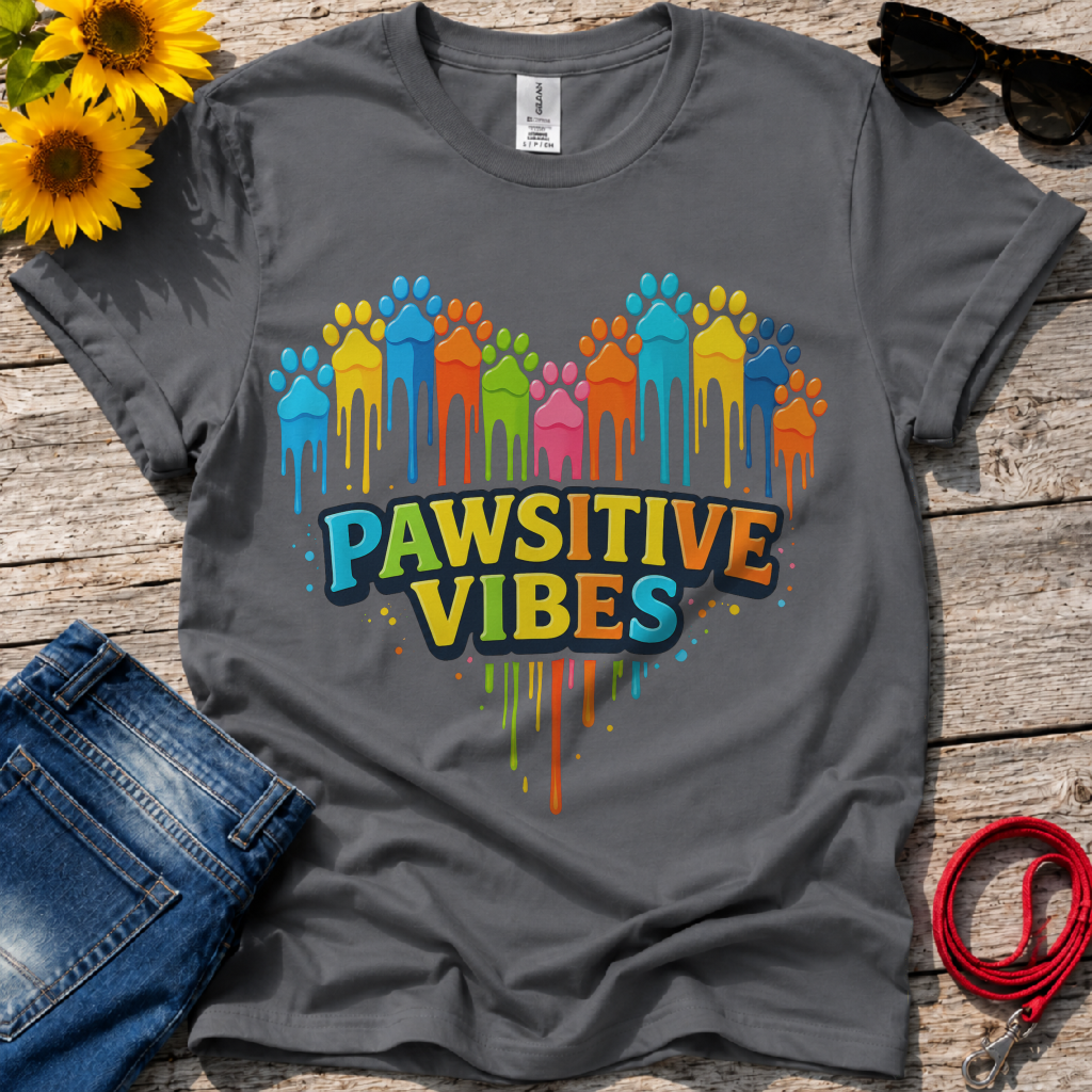 Colorful Dog Paw Prints T-Shirt
