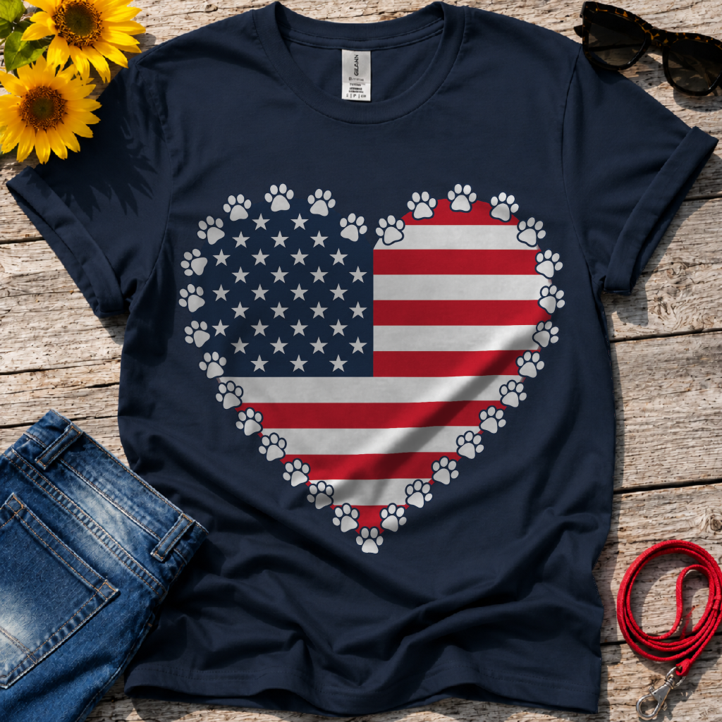 American Flag Paws T-Shirt
