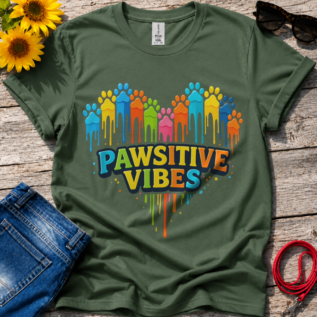 Colorful Dog Paw Prints T-Shirt
