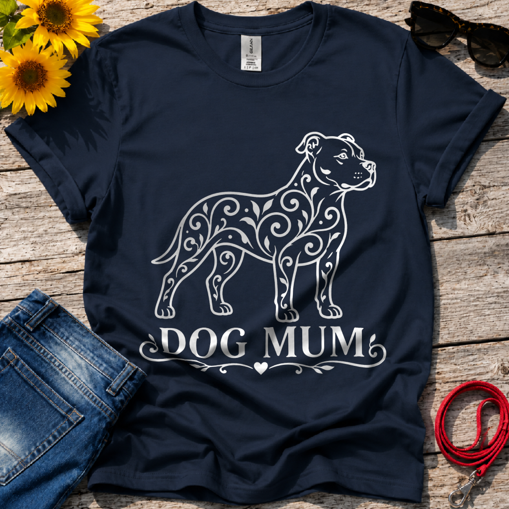 Pitbull Floral Pattern T-Shirt