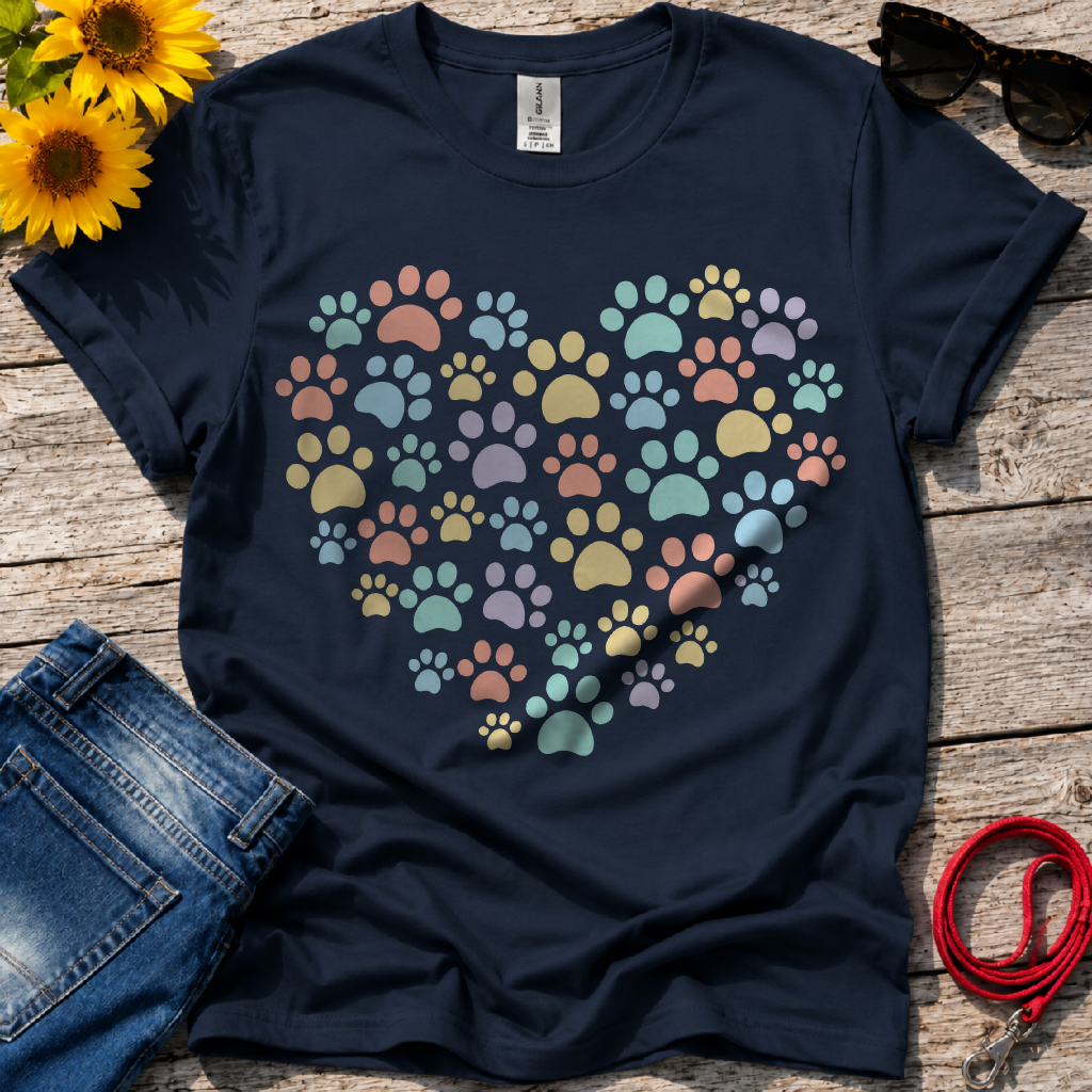 Rainbow Paw Heart T-Shirt