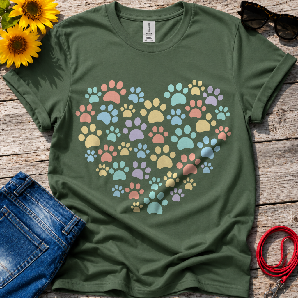 Rainbow Paw Heart T-Shirt