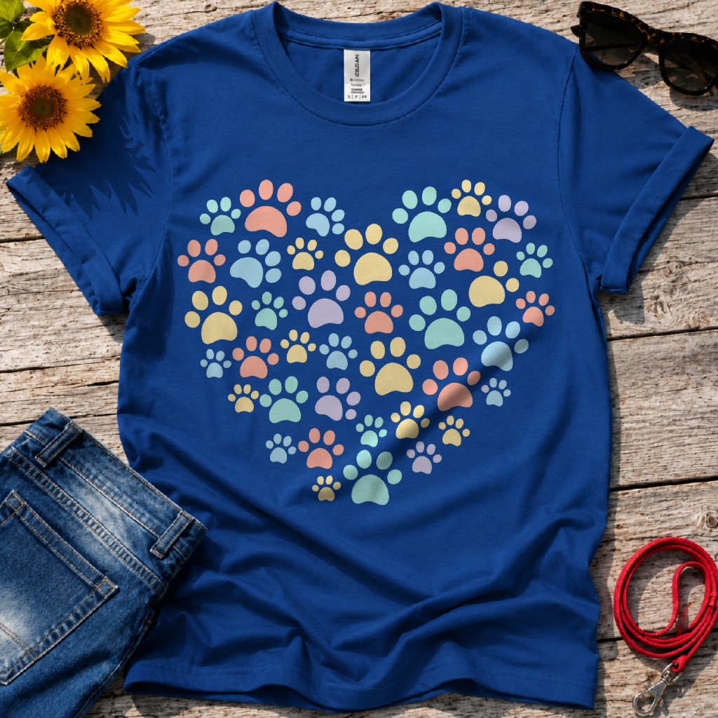 Rainbow Paw Heart T-Shirt