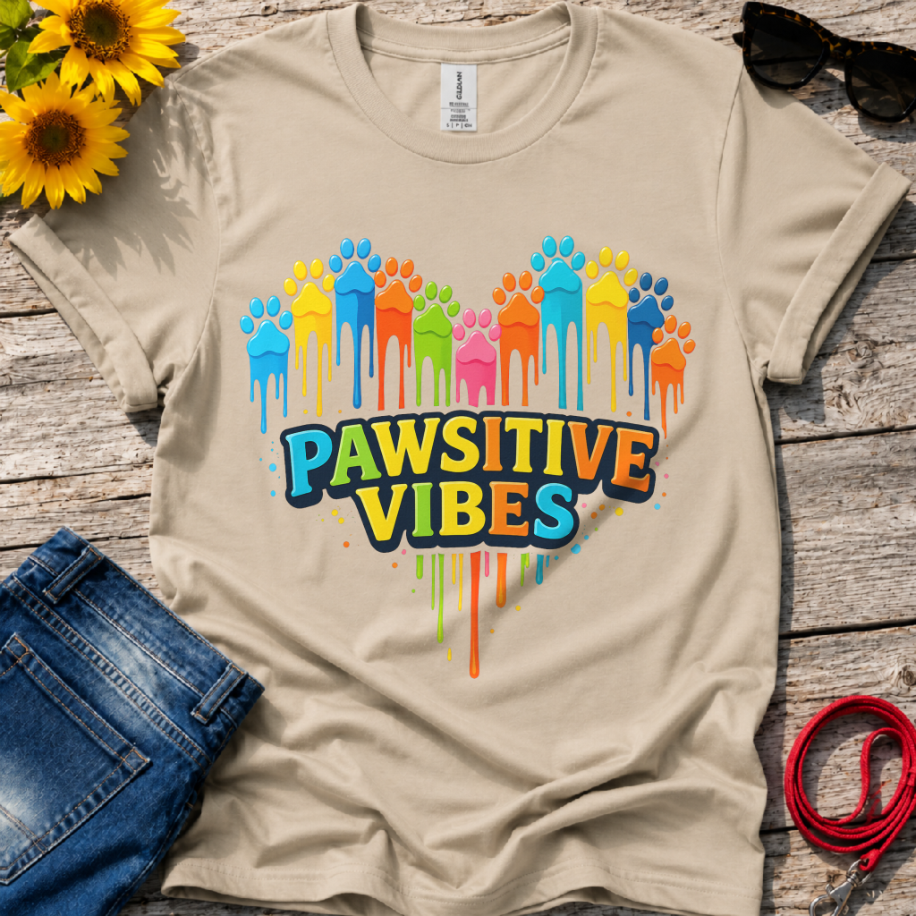 Colorful Dog Paw Prints T-Shirt