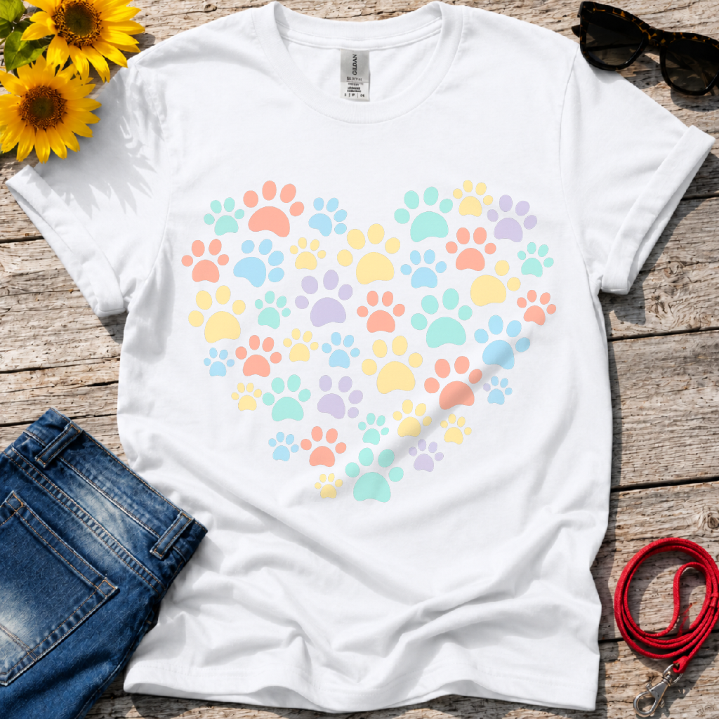 Rainbow Paw Heart T-Shirt