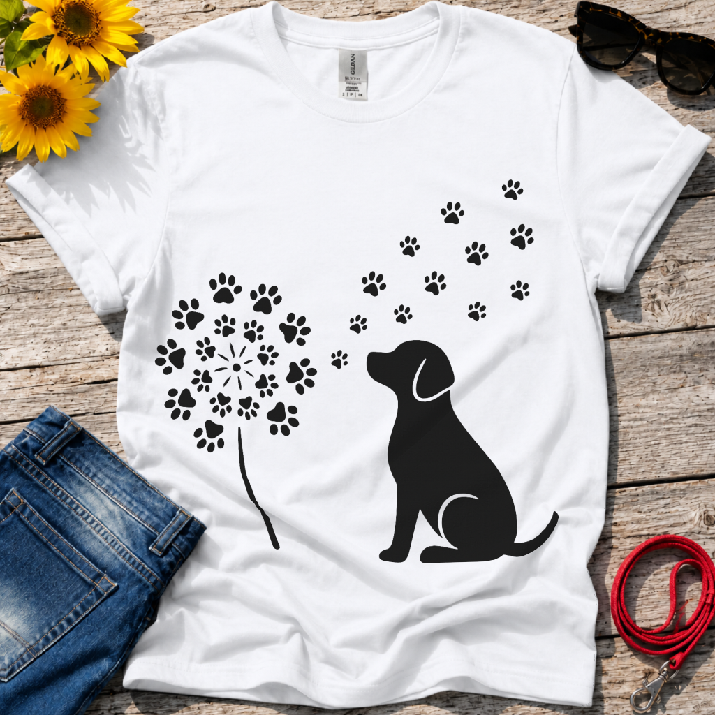 Dog Blowing Dandelions T-Shirt