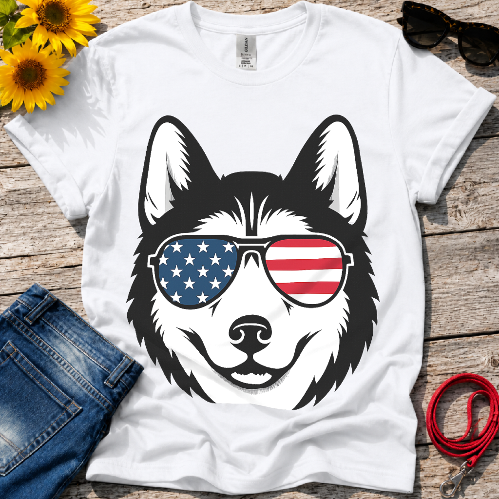 Patriotic Husky T-Shirt