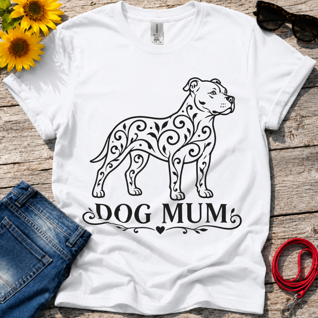 Pitbull Floral Pattern T-Shirt