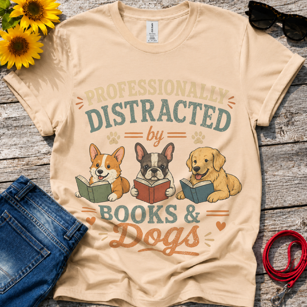 Love Books and Dogs T-Shirt