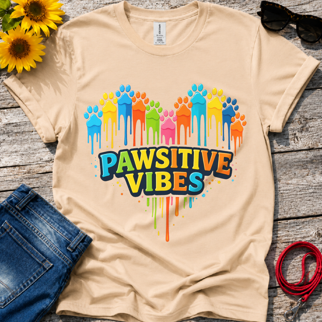 Colorful Dog Paw Prints T-Shirt