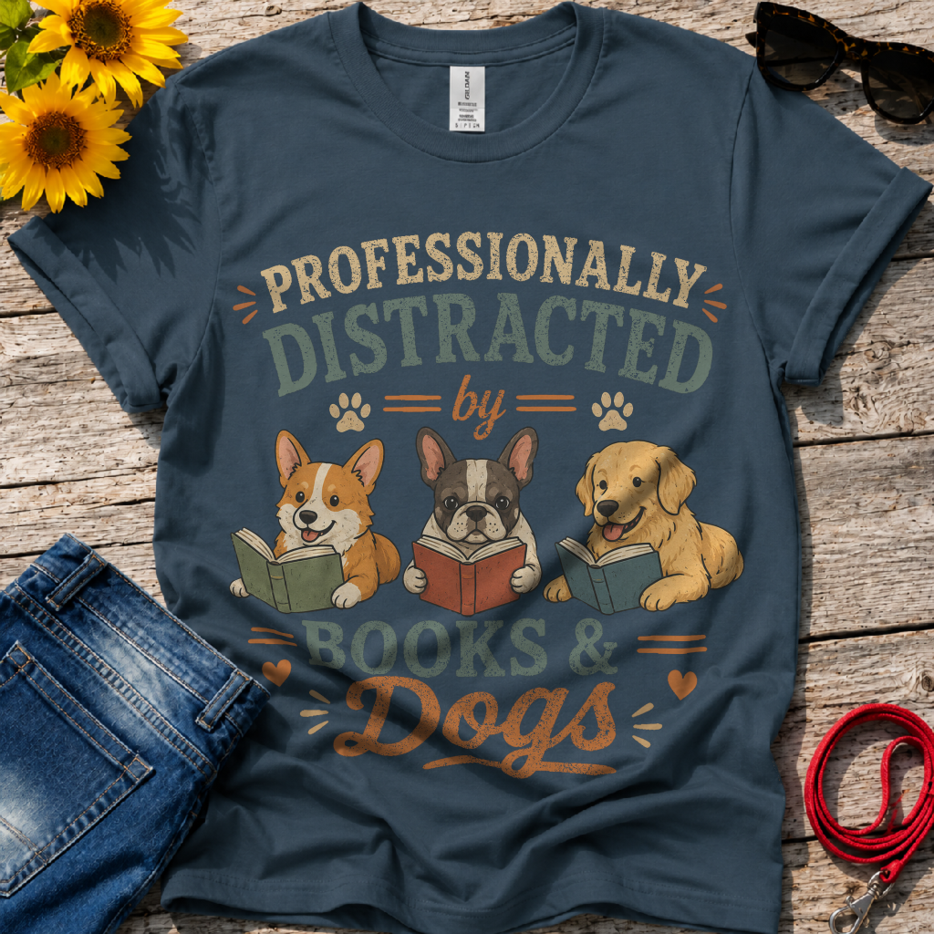 Love Books and Dogs T-Shirt
