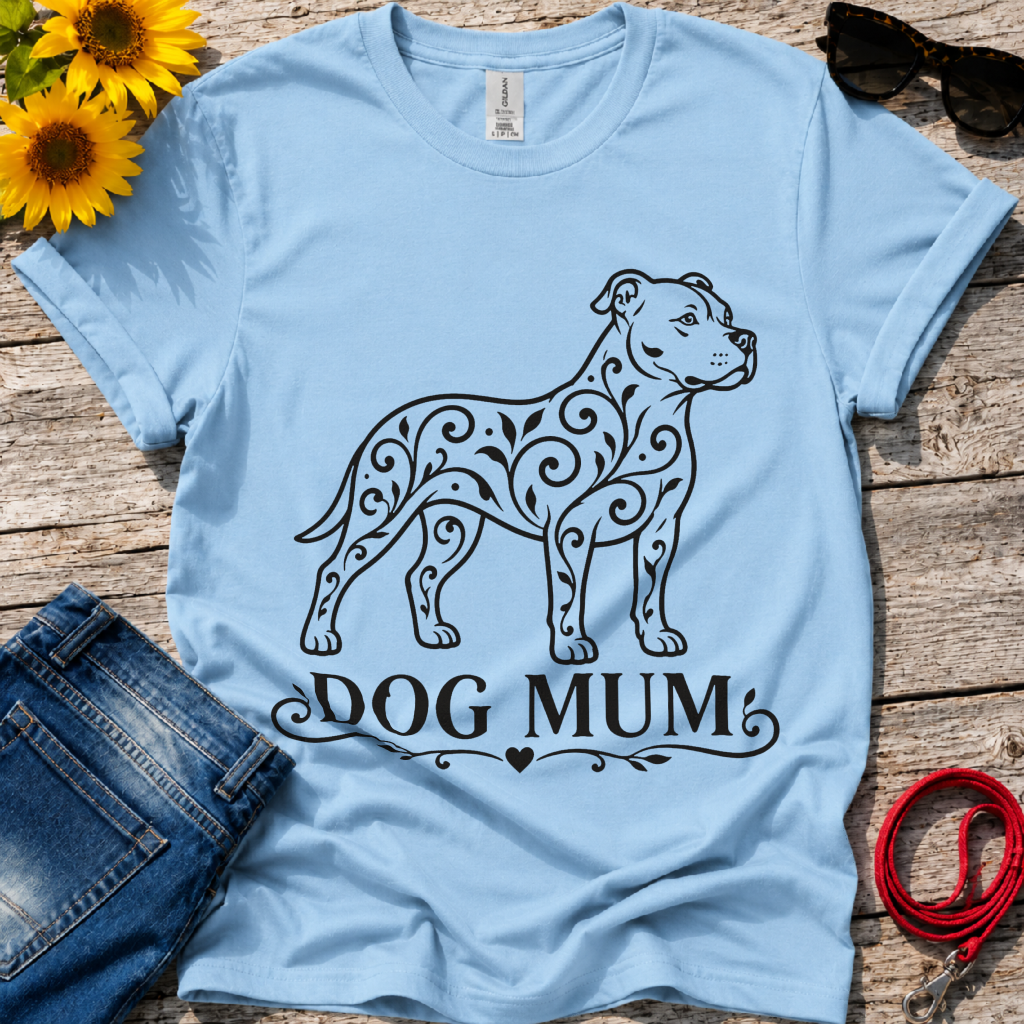 Pitbull Floral Pattern T-Shirt