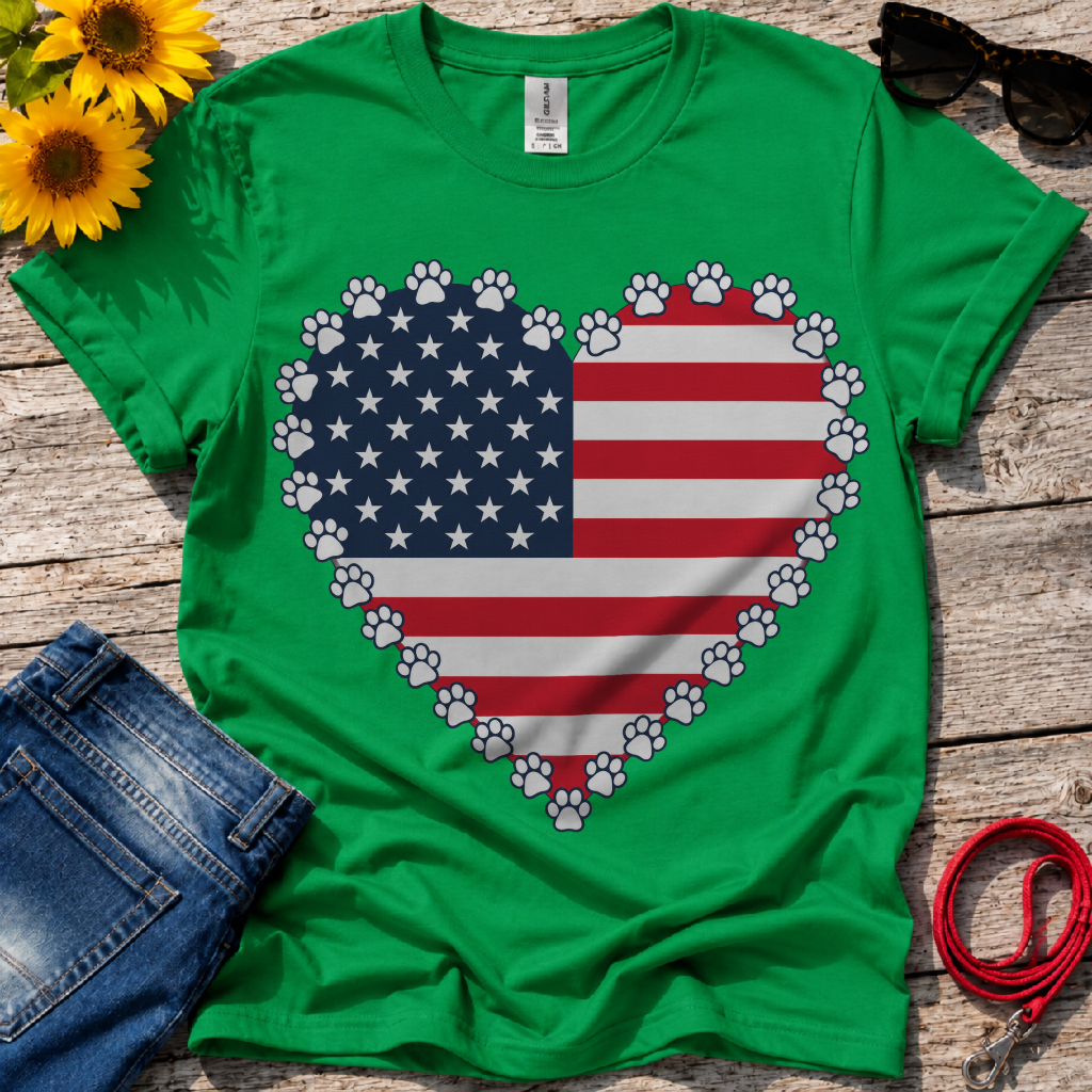 American Flag Paws T-Shirt