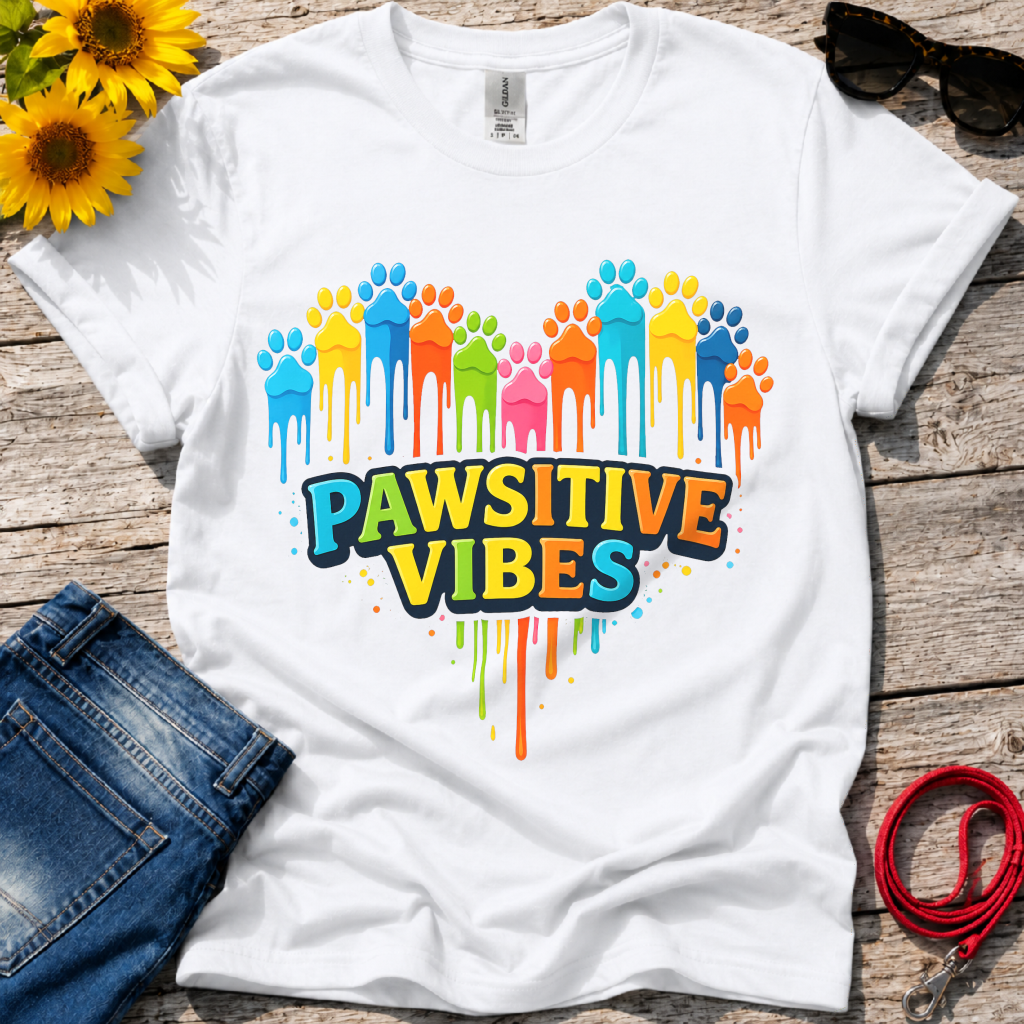 Colorful Dog Paw Prints T-Shirt