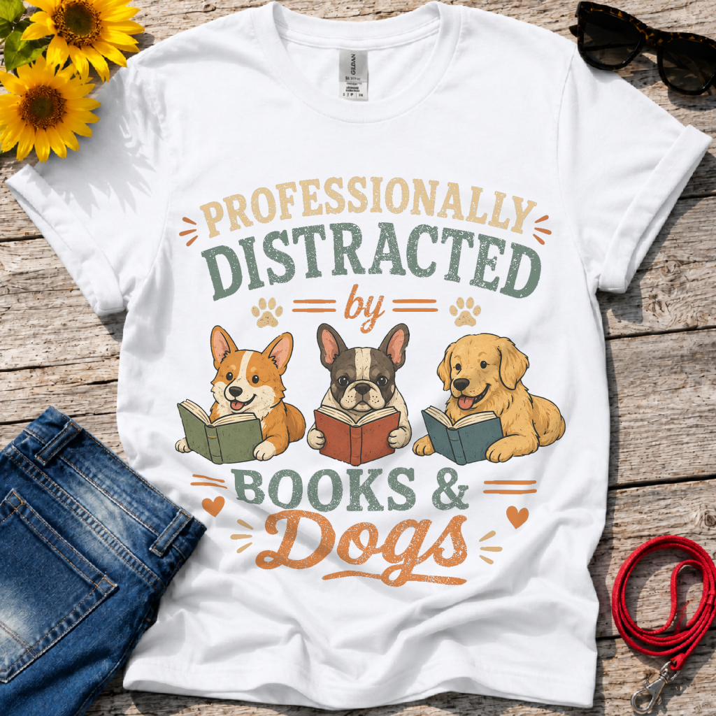Love Books and Dogs T-Shirt