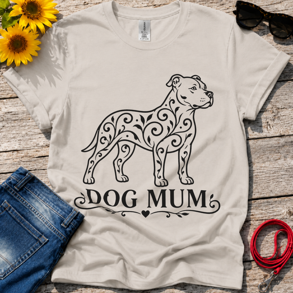 Pitbull Floral Pattern T-Shirt