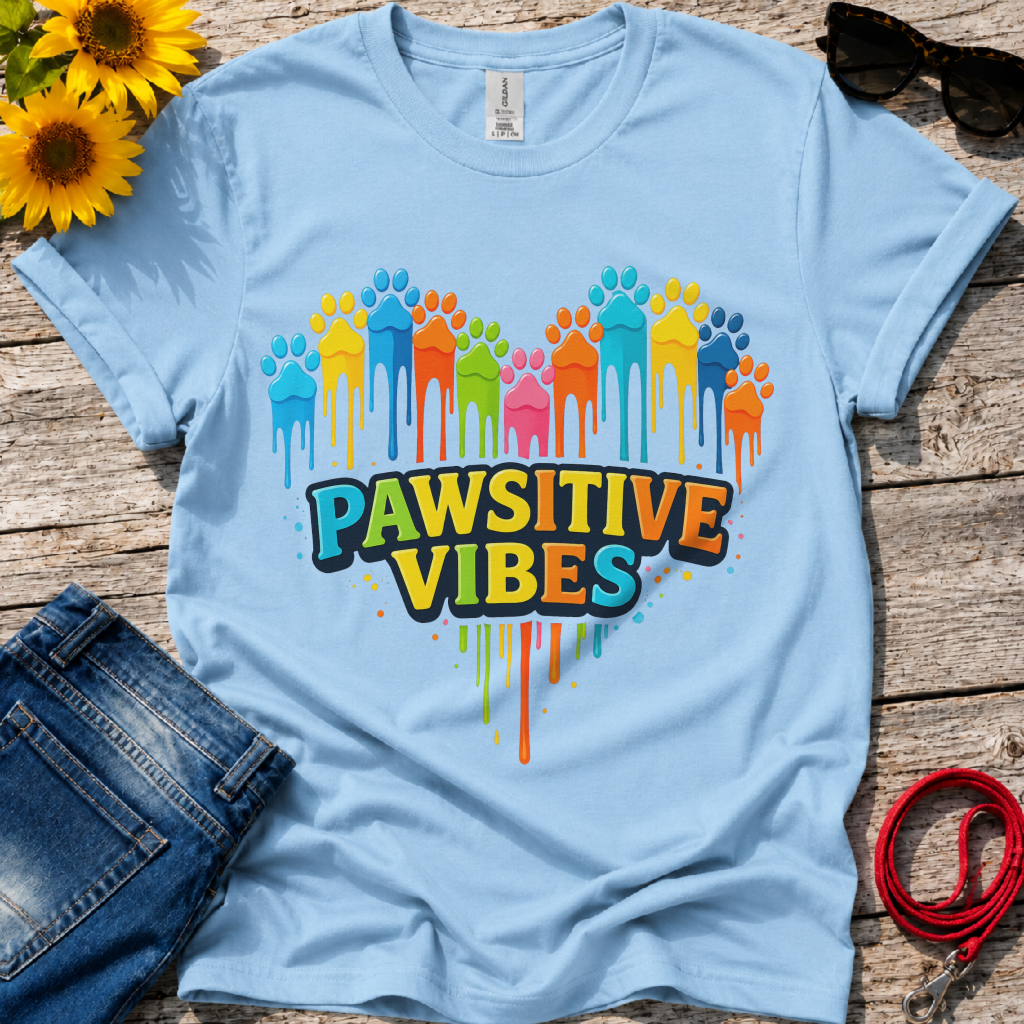 Colorful Dog Paw Prints T-Shirt