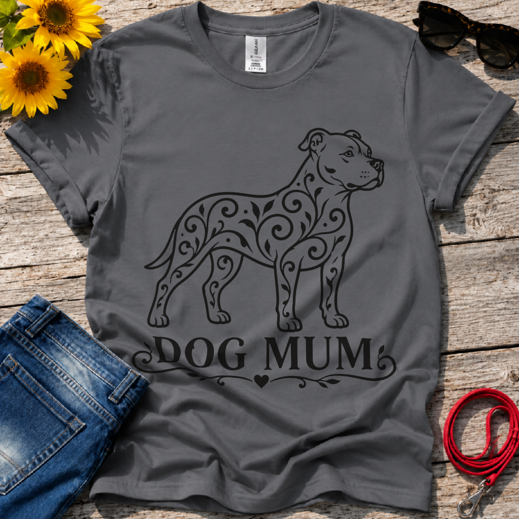 Pitbull Floral Pattern T-Shirt