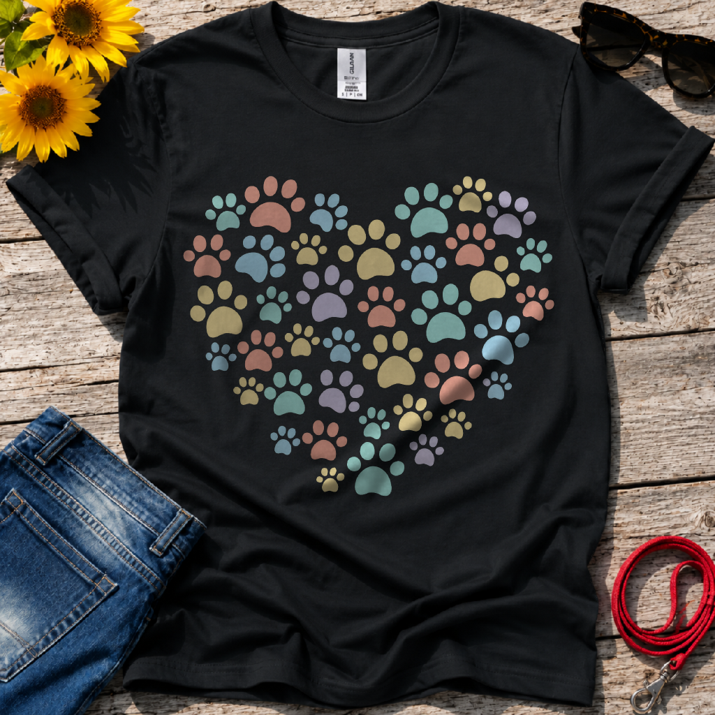 Rainbow Paw Heart T-Shirt
