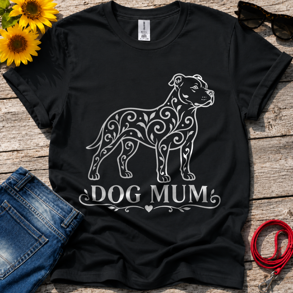 Pitbull Floral Pattern T-Shirt