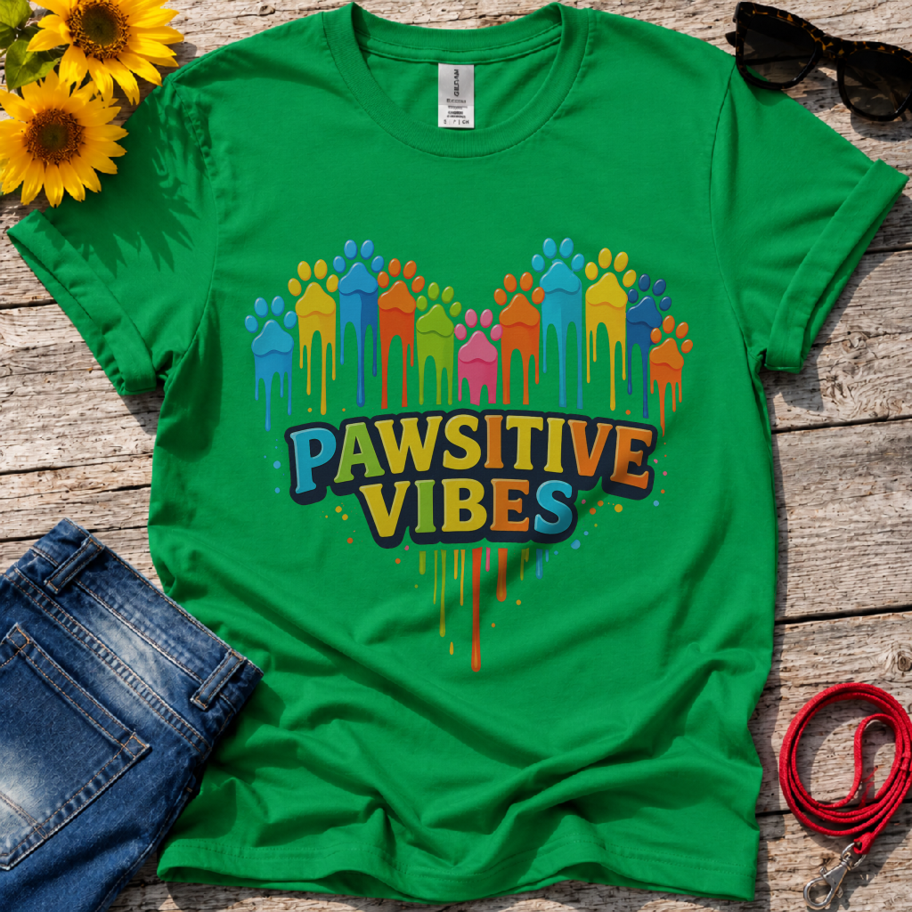 Colorful Dog Paw Prints T-Shirt
