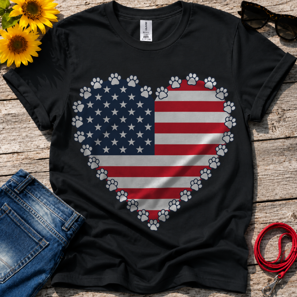 American Flag Paws T-Shirt