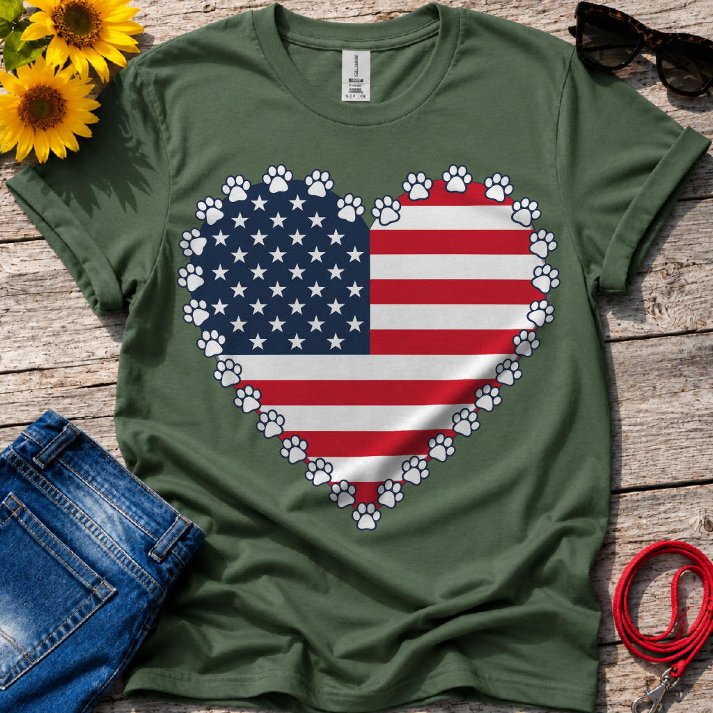 American Flag Paws T-Shirt
