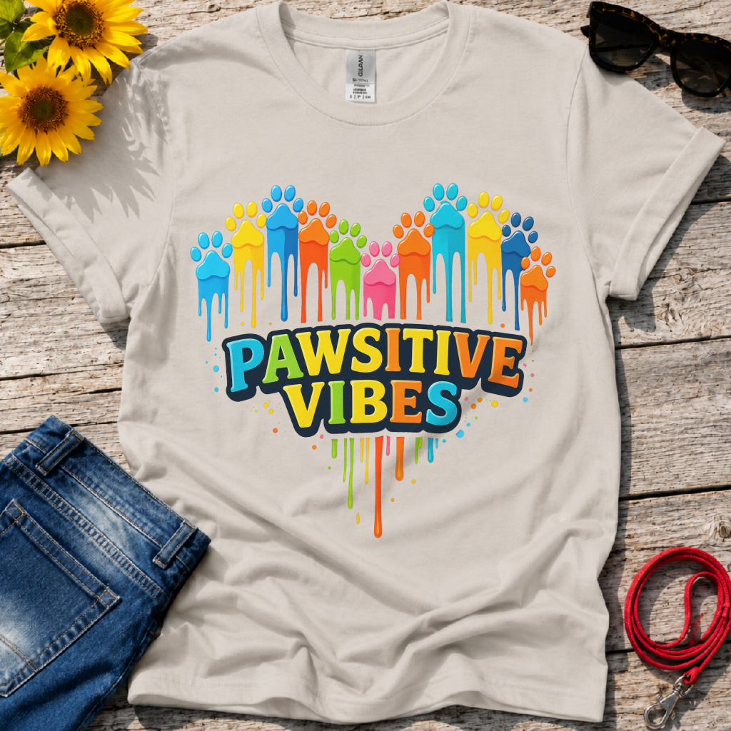 Colorful Dog Paw Prints T-Shirt