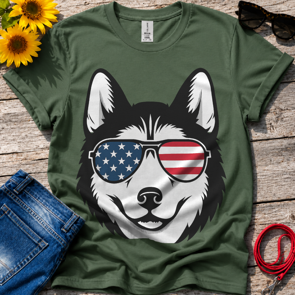 Patriotic Husky T-Shirt
